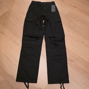 Local European Cargo Pants XS/S Black Cotton High Waisted Utility Made in USA